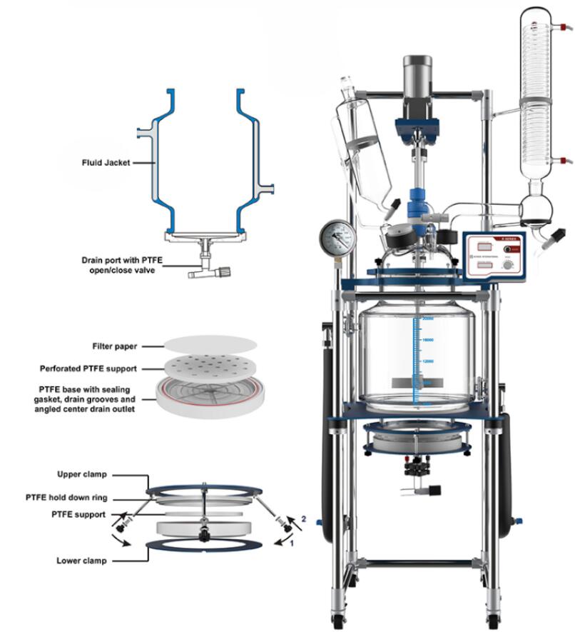 components of continuous glass stirred tank reactor